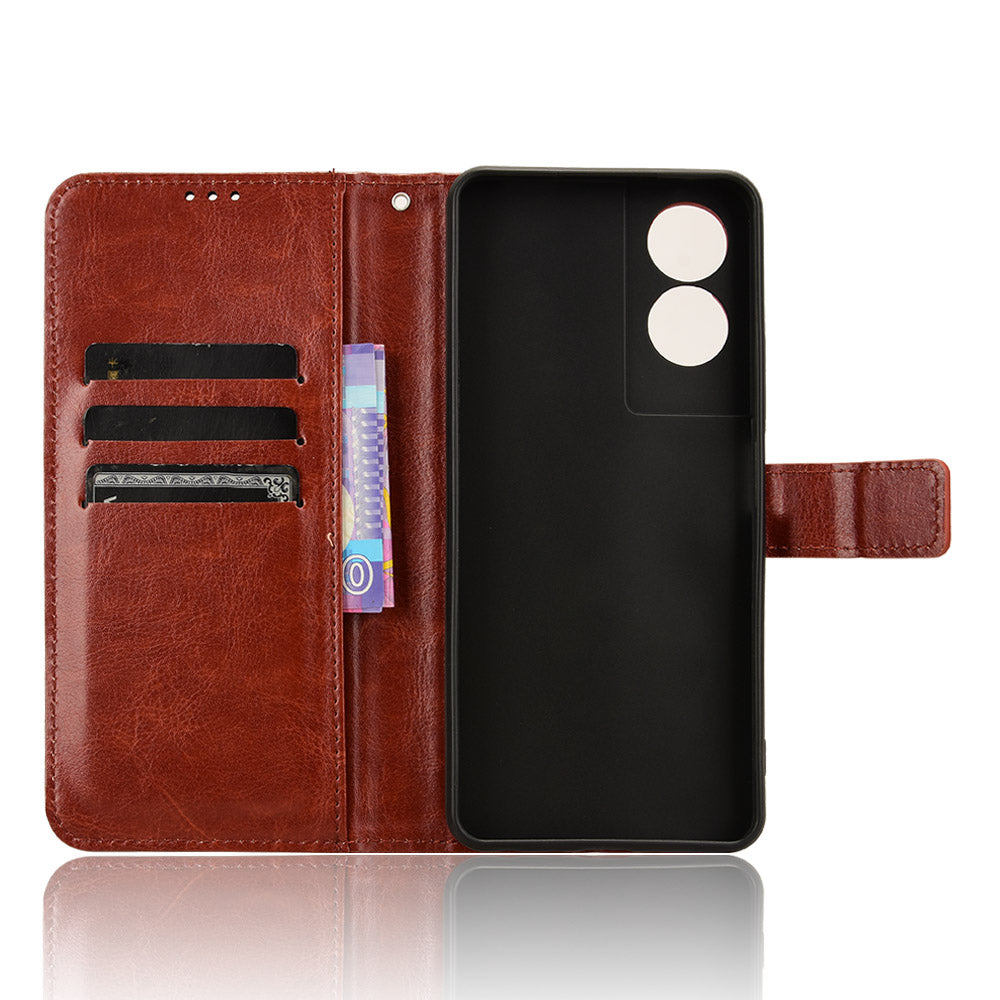 For TCL 50 SE Case Anti-Drop PU Leather Crazy Horse Texture Phone Cover