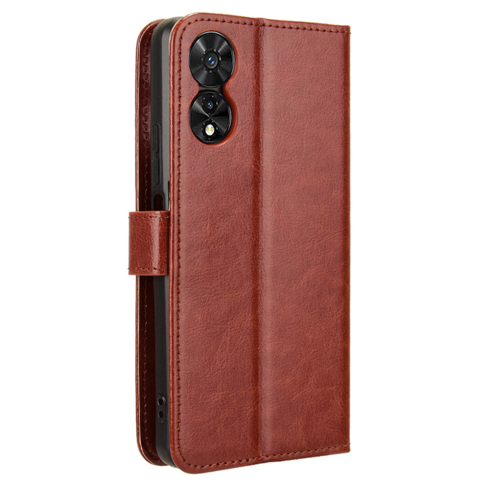 For TCL 50 SE Case Anti-Drop PU Leather Crazy Horse Texture Phone Cover