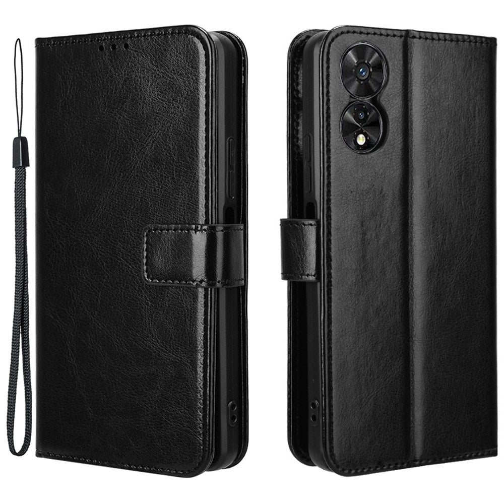 For TCL 50 SE Case Anti-Drop PU Leather Crazy Horse Texture Phone Cover