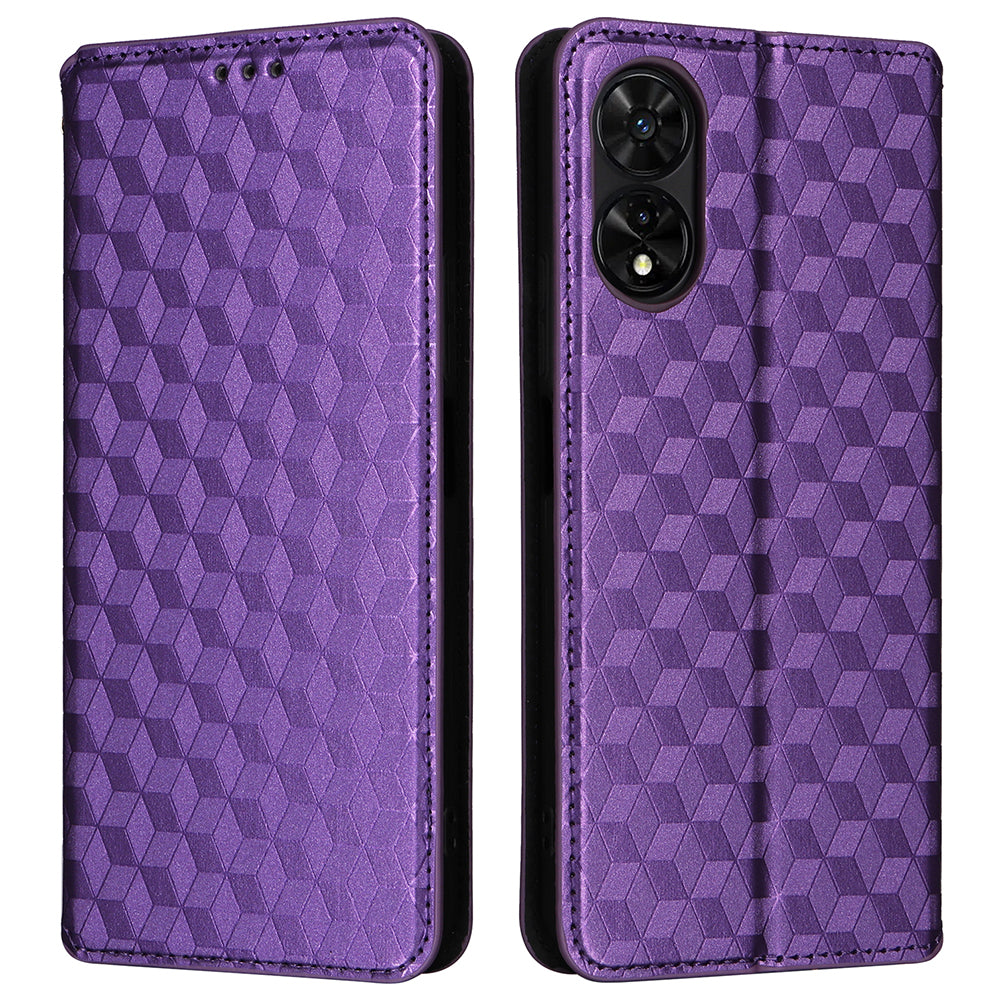 For TCL 50 SE Stand Case Rhombus Pattern Leather Folio Phone Cover