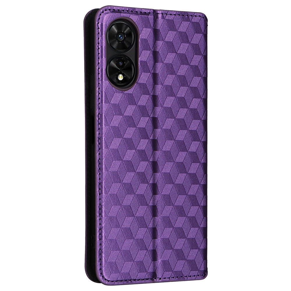 For TCL 50 SE Stand Case Rhombus Pattern Leather Folio Phone Cover