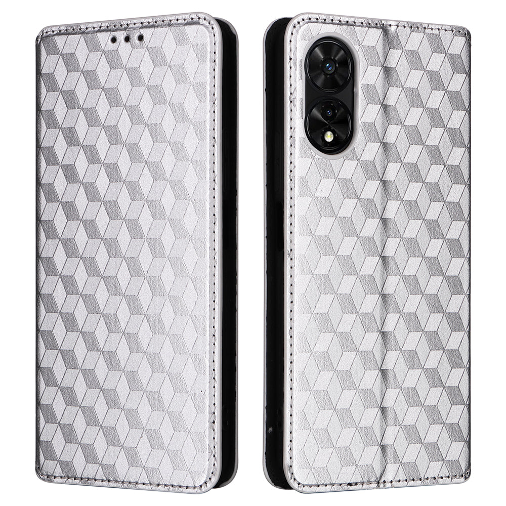 For TCL 50 SE Stand Case Rhombus Pattern Leather Folio Phone Cover