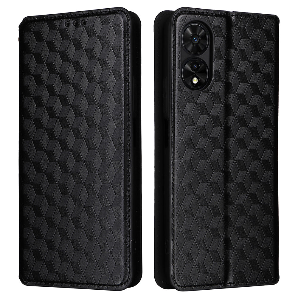 For TCL 50 SE Stand Case Rhombus Pattern Leather Folio Phone Cover