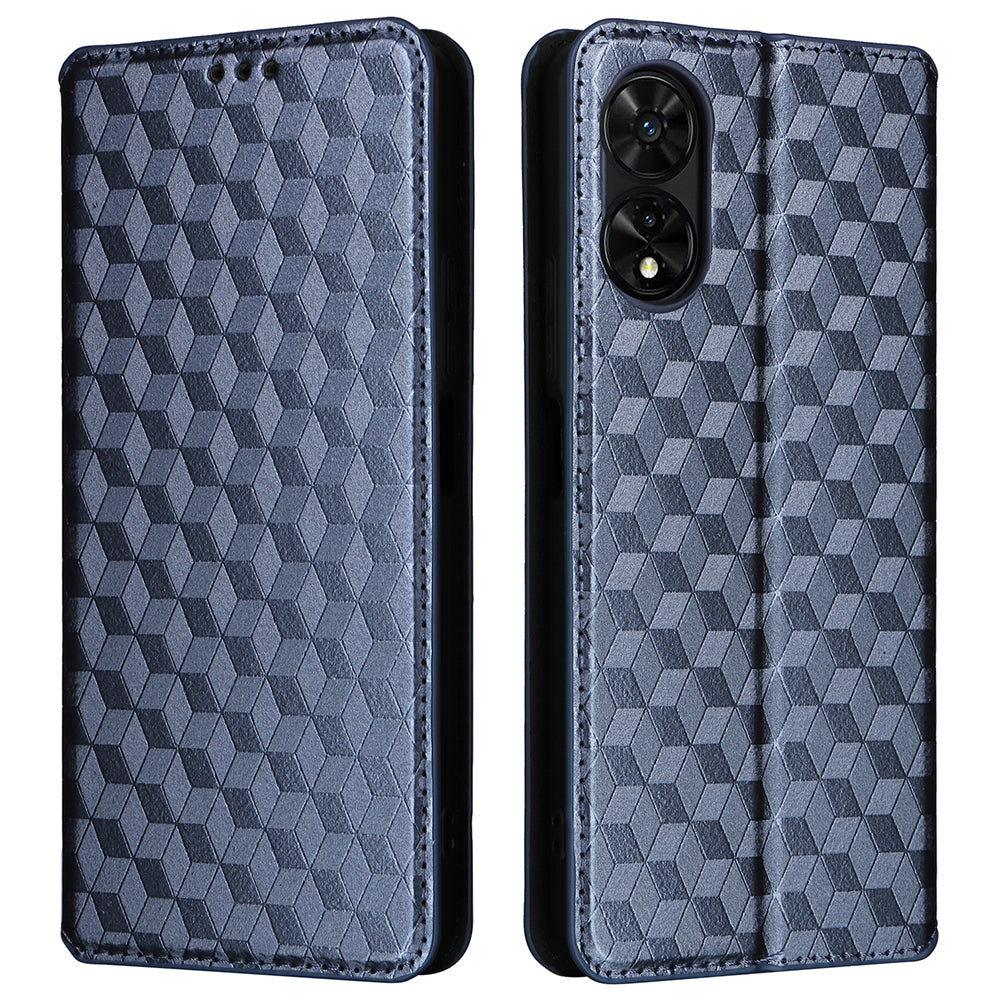 For TCL 50 SE Stand Case Rhombus Pattern Leather Folio Phone Cover
