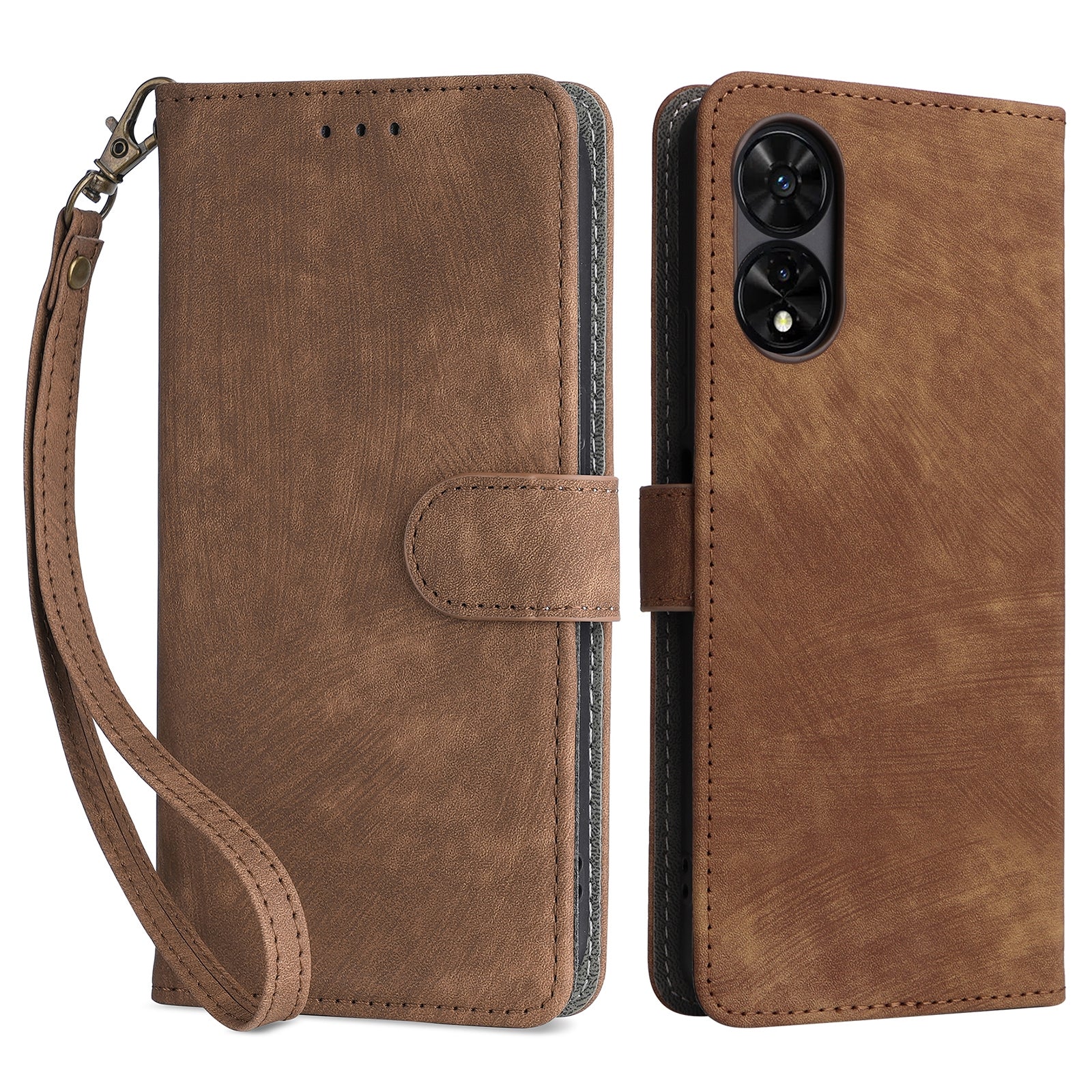 For TCL 505 T509K / T5094 Leather Case with Strap RFID Blocking Wallet Phone Cover