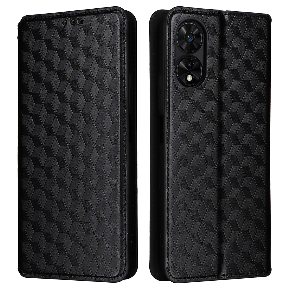 For TCL 505 T509K / T5094 Case Rhombus Pattern Leather Stand Folio Flip Phone Cover