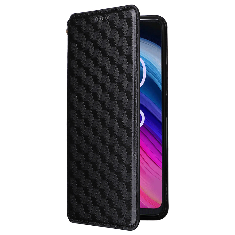 For TCL 505 T509K / T5094 Case Rhombus Pattern Leather Stand Folio Flip Phone Cover