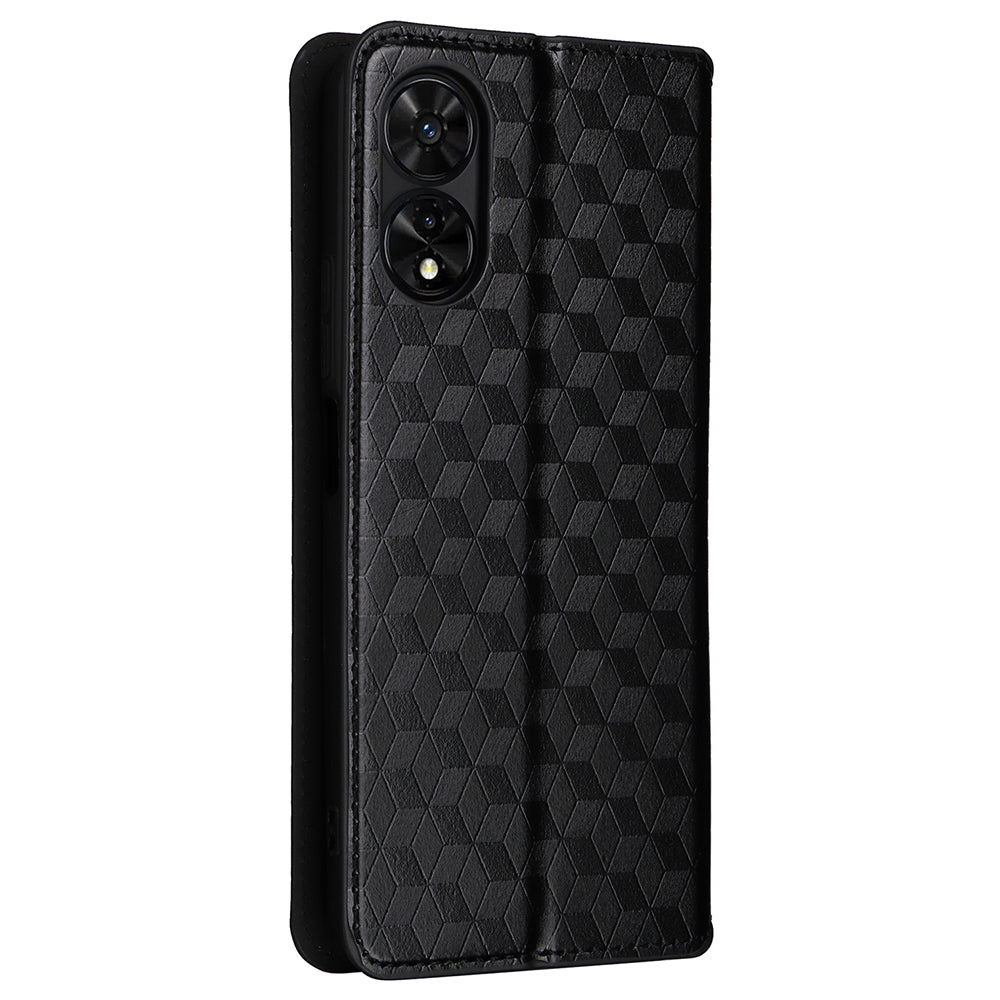 For TCL 505 T509K / T5094 Case Rhombus Pattern Leather Stand Folio Flip Phone Cover