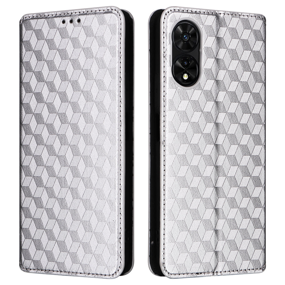 For TCL 505 T509K / T5094 Case Rhombus Pattern Leather Stand Folio Flip Phone Cover