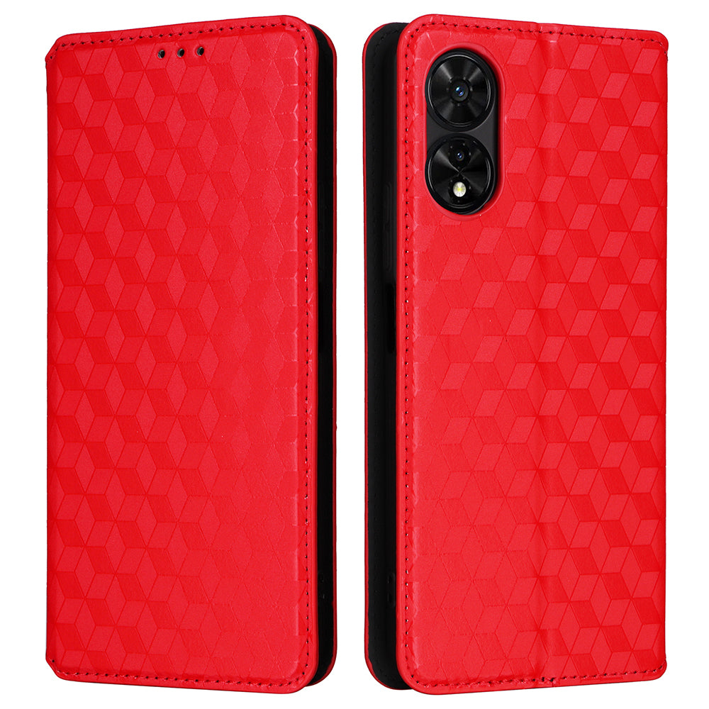 For TCL 505 T509K / T5094 Case Rhombus Pattern Leather Stand Folio Flip Phone Cover