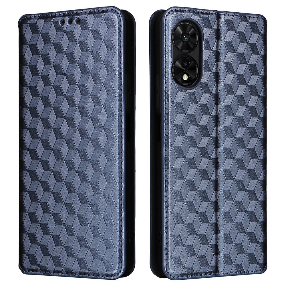 For TCL 505 T509K / T5094 Case Rhombus Pattern Leather Stand Folio Flip Phone Cover