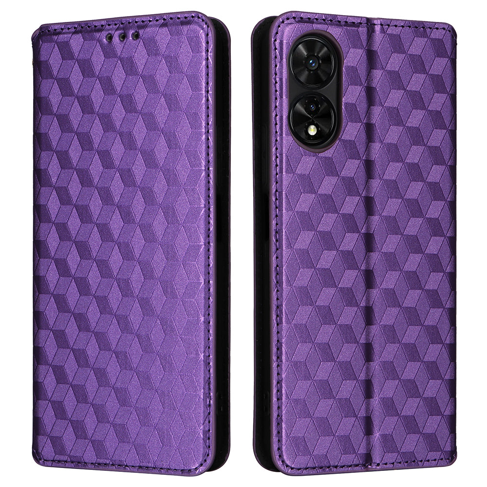 For TCL 505 T509K / T5094 Case Rhombus Pattern Leather Stand Folio Flip Phone Cover