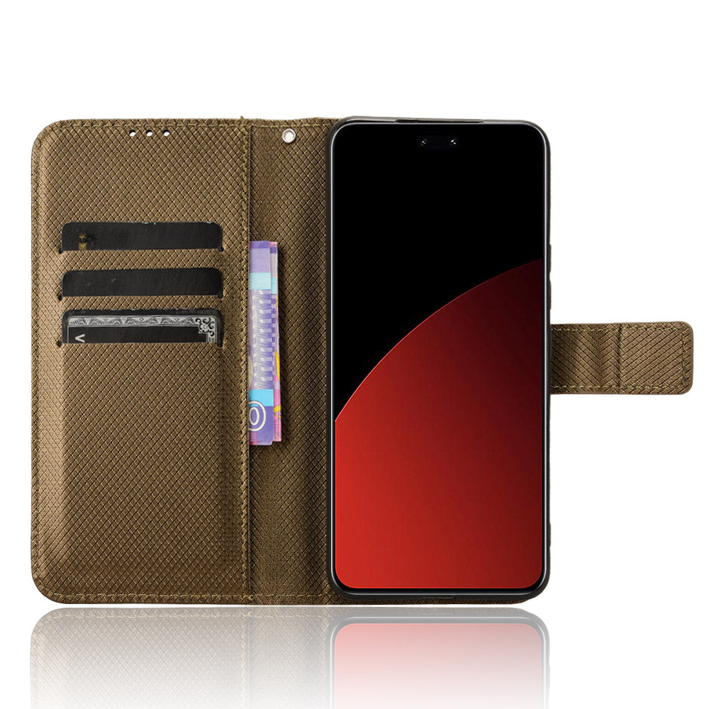 For Xiaomi Civi 4 Pro 5G Wallet Phone Stand Case Diamond Texture PU Leather Flip Phone Cover