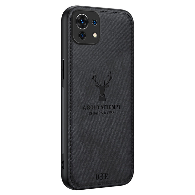For Xiaomi Mi 11 Case Deer Pattern Leather Coated PC+TPU Phone Cover Cloth Texture