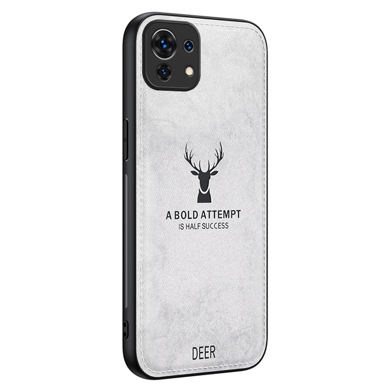 For Xiaomi Mi 11 Case Deer Pattern Leather Coated PC+TPU Phone Cover Cloth Texture