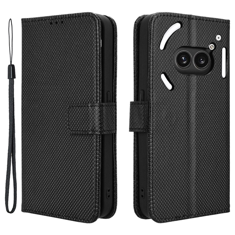 For Nothing Phone (2a) Wallet Case Diamond Texture PU Leather Protective Phone Cover