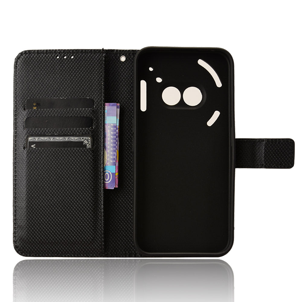 For Nothing Phone (2a) Wallet Case Diamond Texture PU Leather Protective Phone Cover