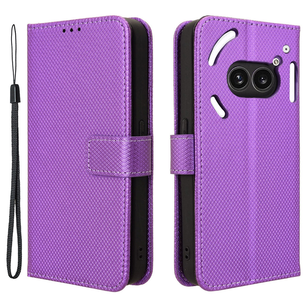 For Nothing Phone (2a) Wallet Case Diamond Texture PU Leather Protective Phone Cover