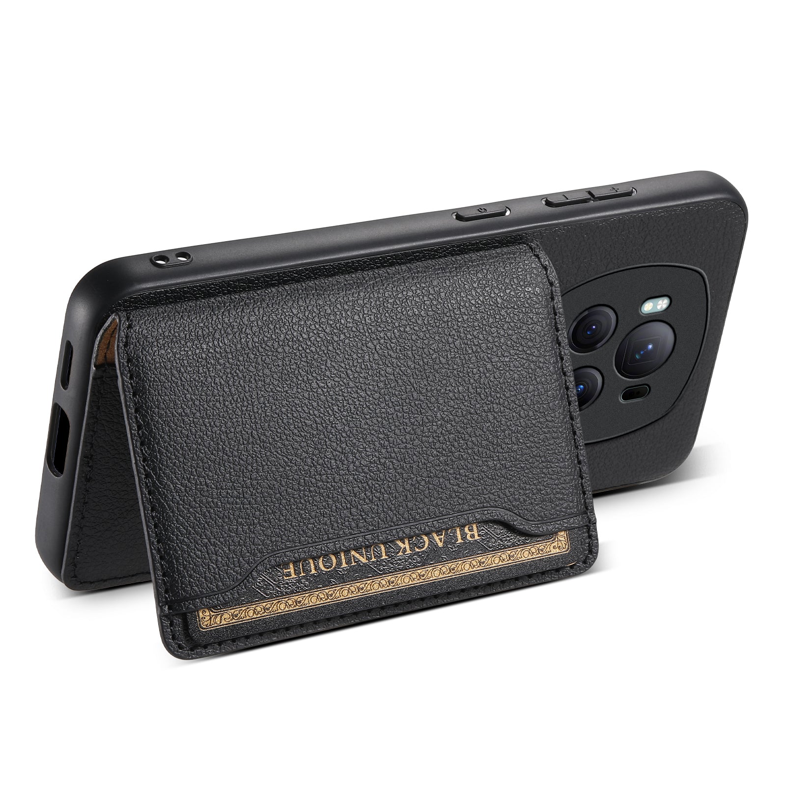 For Honor Magic6 Pro 5G Case Kickstand Drop-proof Leather Coated PC+TPU Back Phone Cover