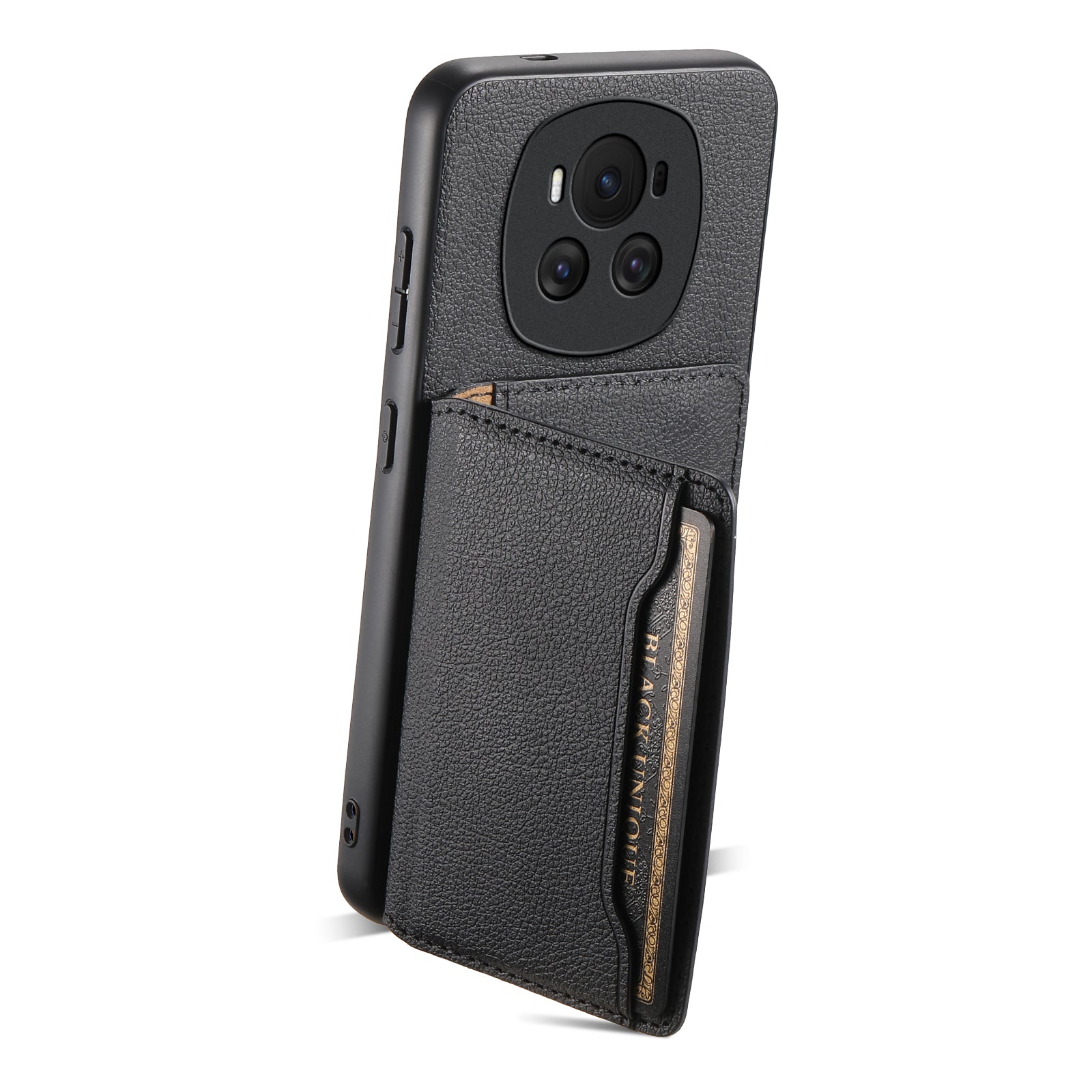 For Honor Magic6 5G Case Case with Card Slots Kickstand Leather Coated PC+TPU Phone Cover