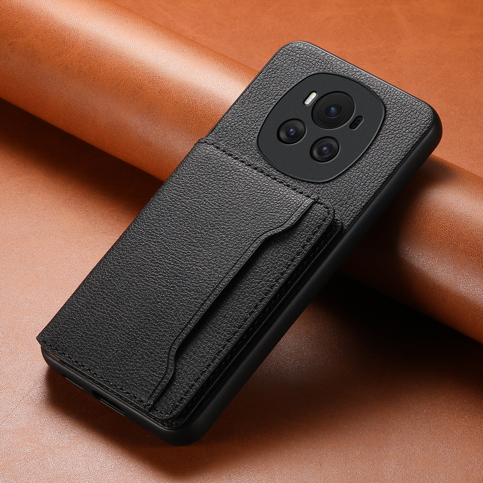 For Honor Magic6 5G Case Case with Card Slots Kickstand Leather Coated PC+TPU Phone Cover