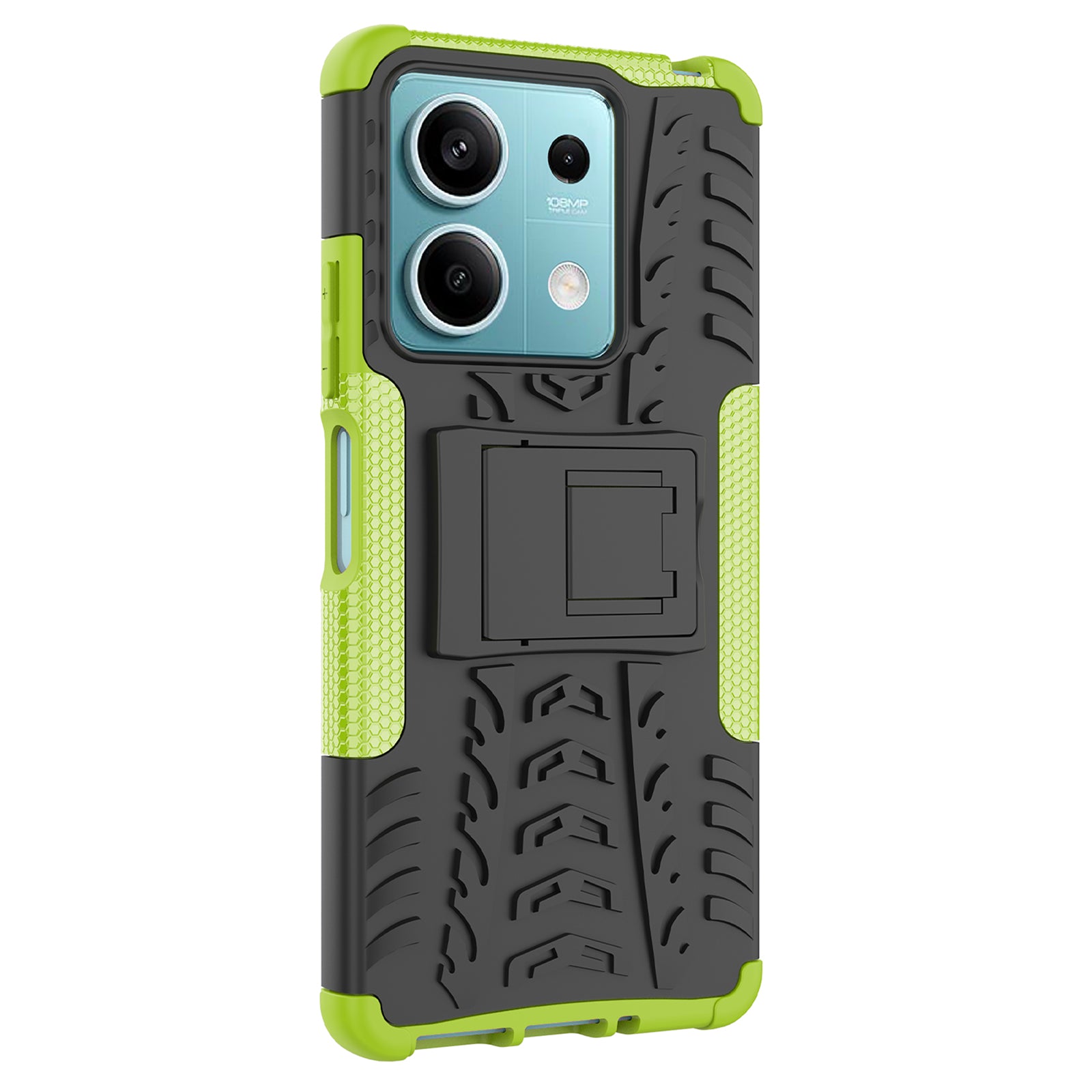 For Xiaomi Redmi Note 13 5G Tyre Pattern Case Kickstand PC+TPU Non-slip Phone Cover