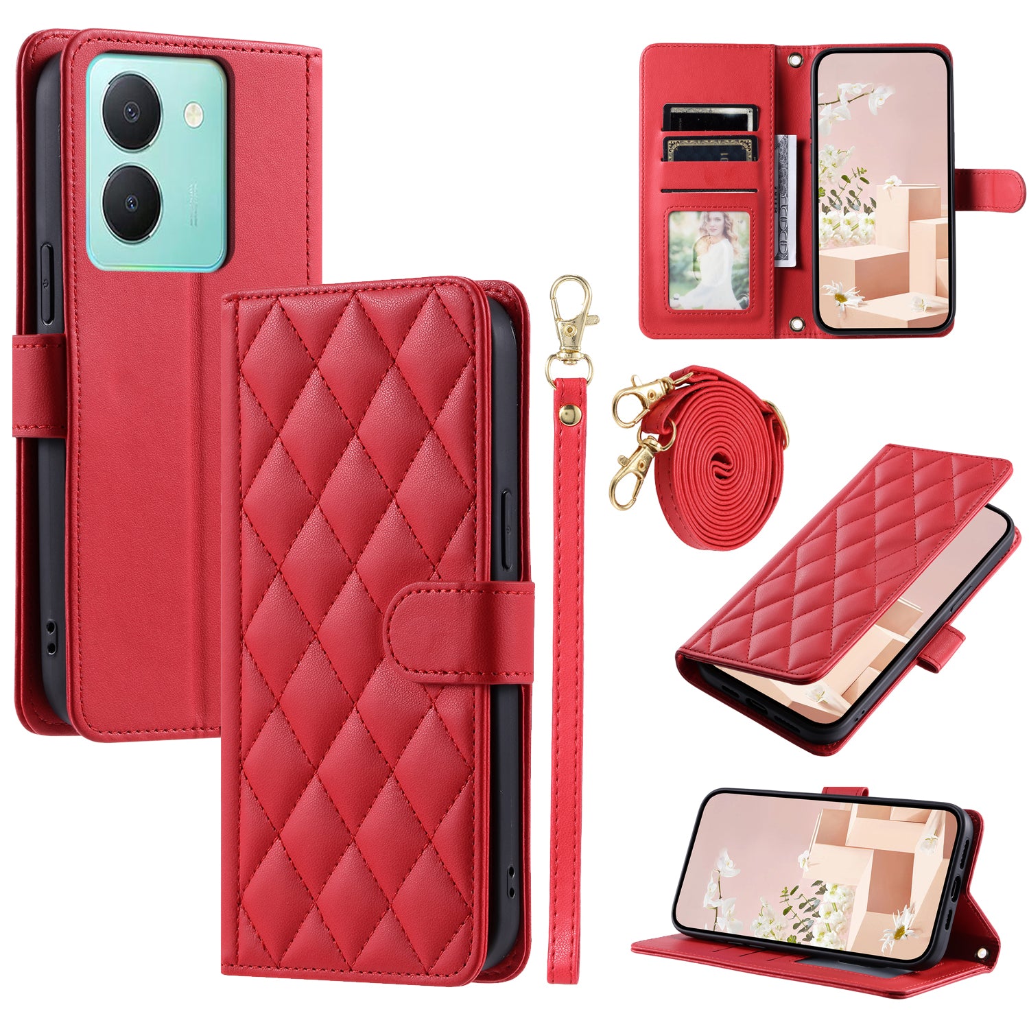 For vivo Y78 5G (China) / Y27 5G / Y27s 4G / Y100i 5G / Y77t 5G / Y36 5G (Global) / Y36 4G (Global) / Y36 4G (India) Leather Case