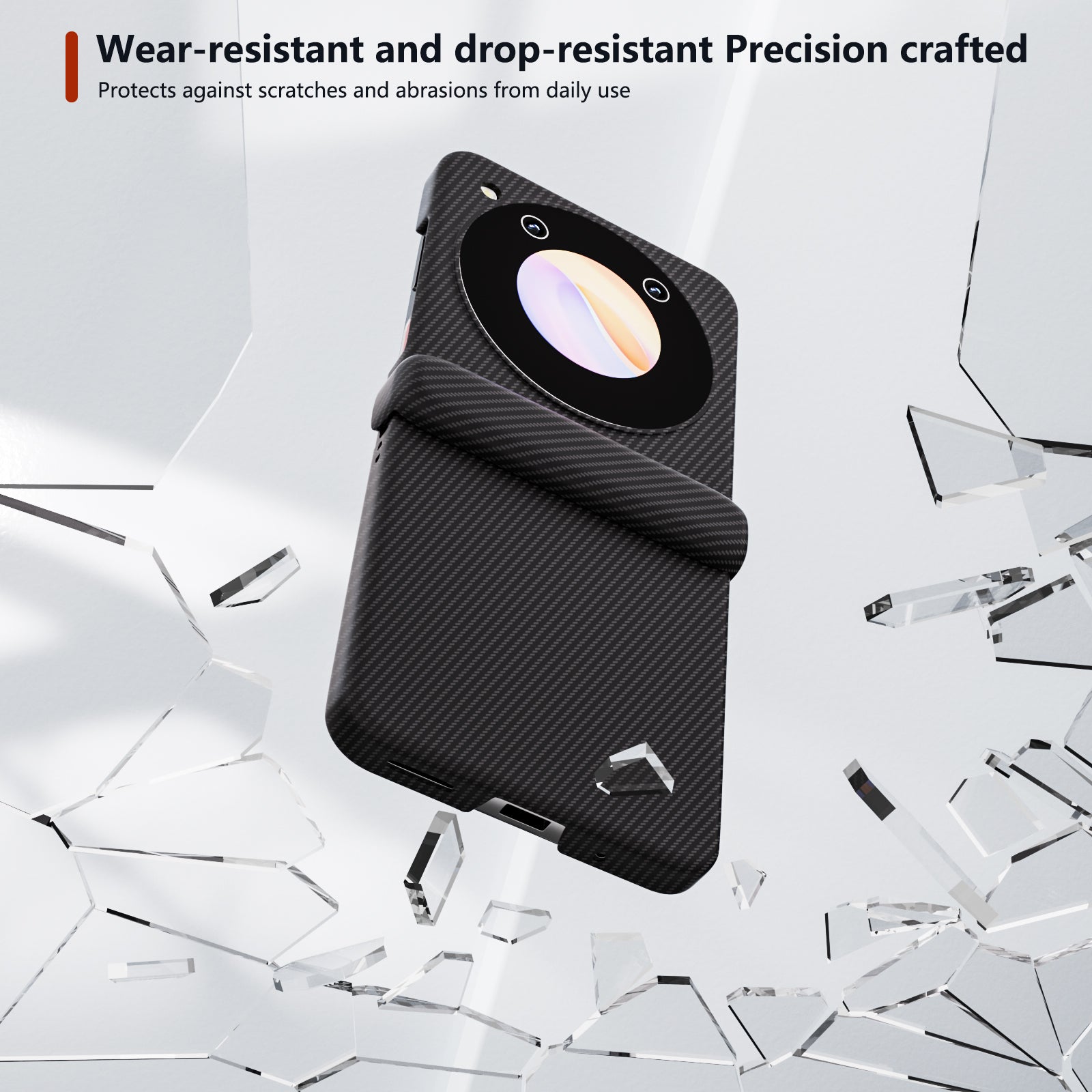 For ZTE nubia Flip 5G Case Carbon Fiber Texture Hard Plastic Phone Cover Hinge Protection