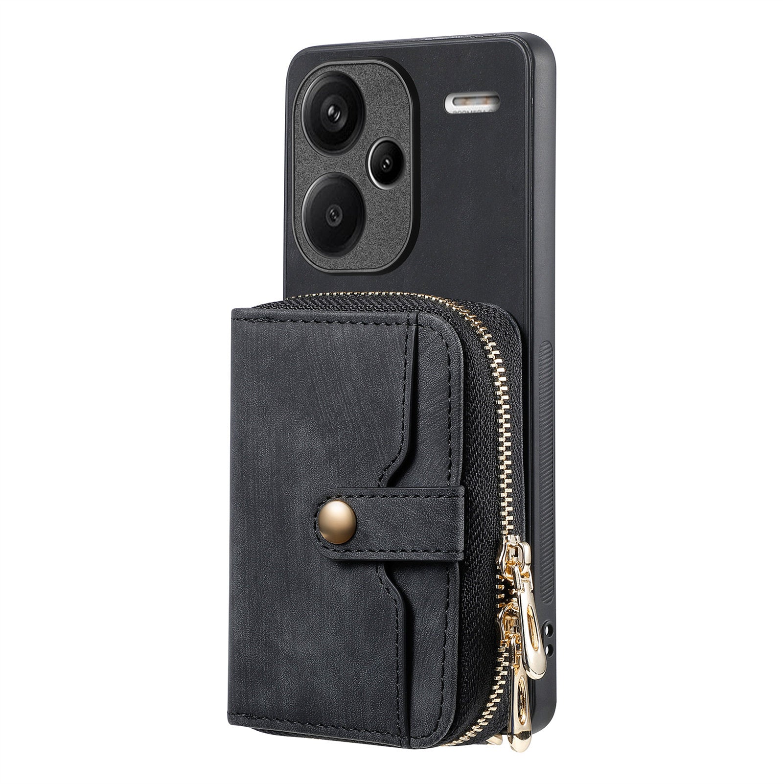D3 For Xiaomi Redmi Note 13 Pro+ 5G Case PU+TPU+PC Zipper Wallet Cover with Strap