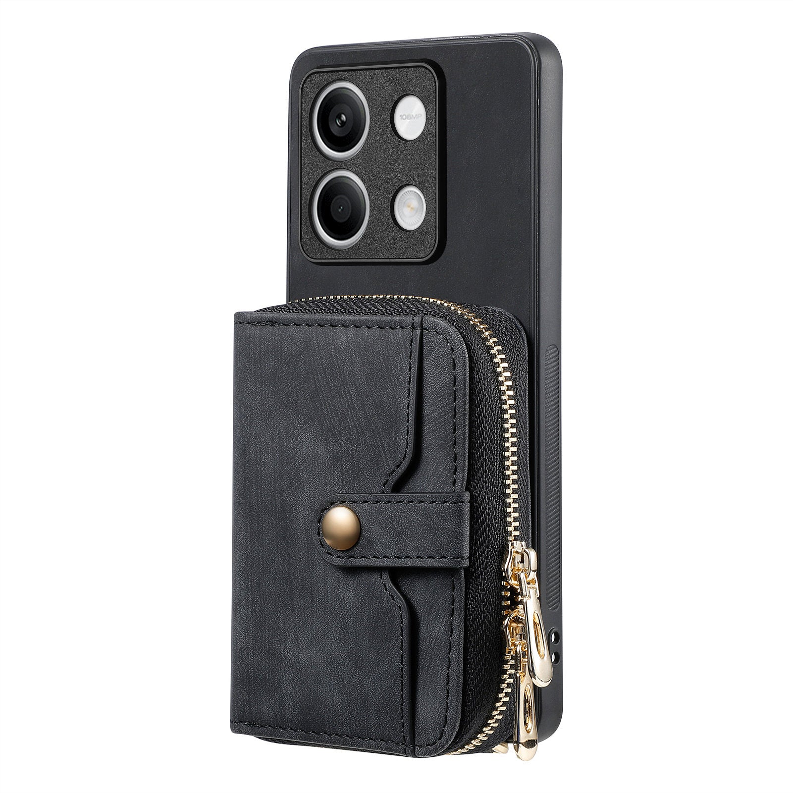 D3 For Xiaomi Redmi Note 13 4G Case Zipper Wallet Leather+TPU+PC Phone Cover with Crossbody Strap