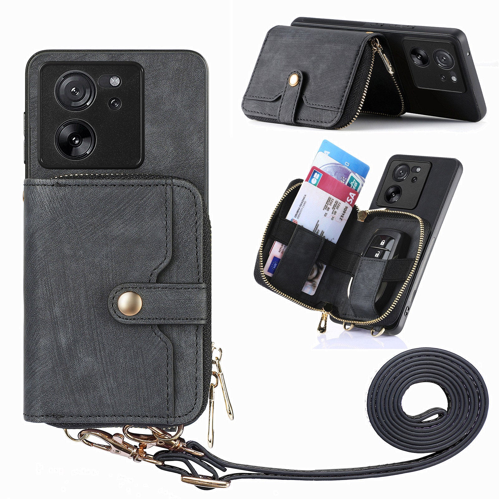 D3 For Xiaomi 13T / 13T Pro / K60 Ultra Case PU+TPU+PC Phone Cover with Zipper Wallet