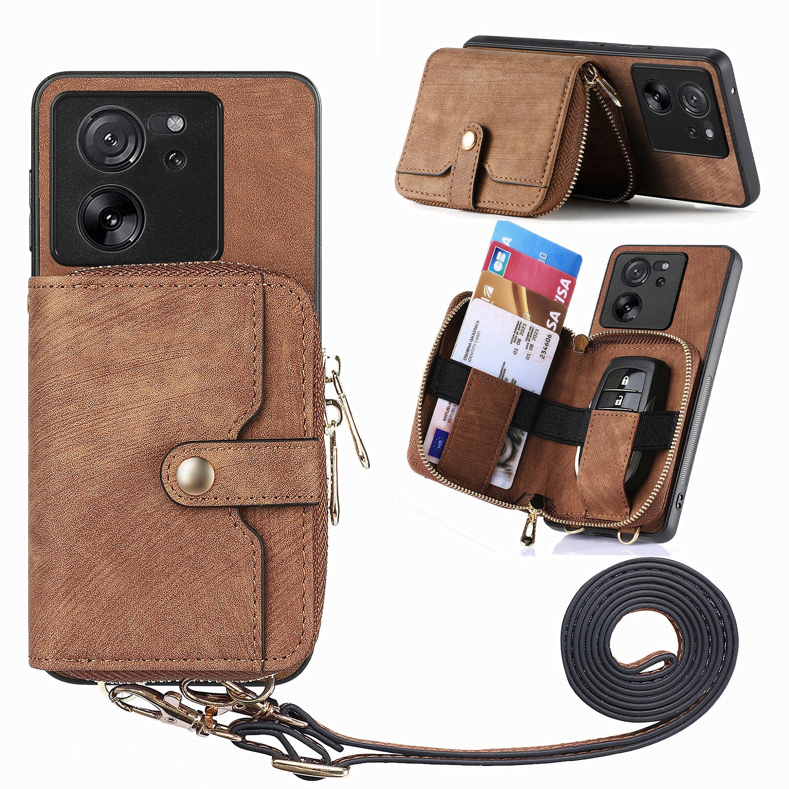 D3 For Xiaomi 13T / 13T Pro / K60 Ultra Case PU+TPU+PC Phone Cover with Zipper Wallet