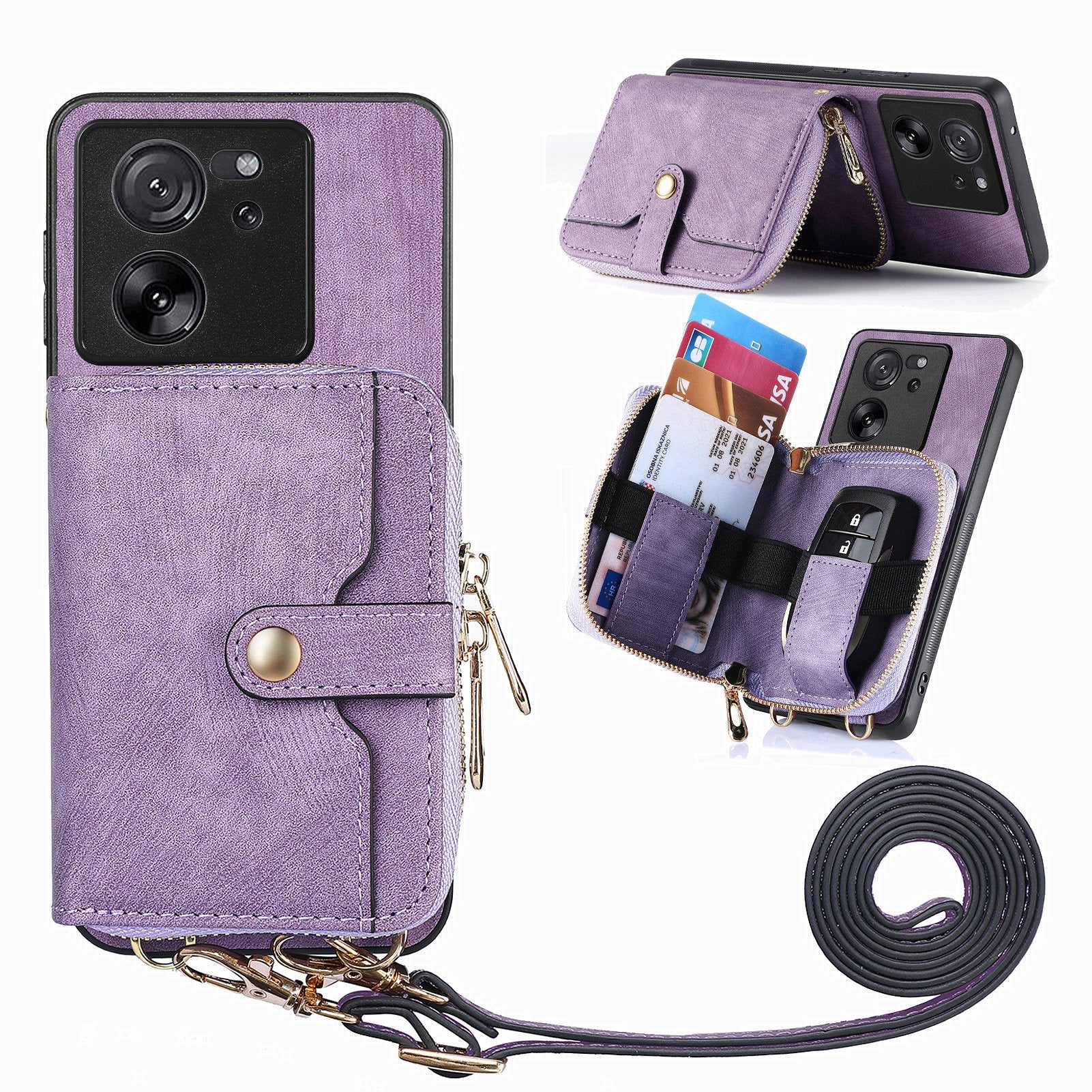 D3 For Xiaomi 13T / 13T Pro / K60 Ultra Case PU+TPU+PC Phone Cover with Zipper Wallet