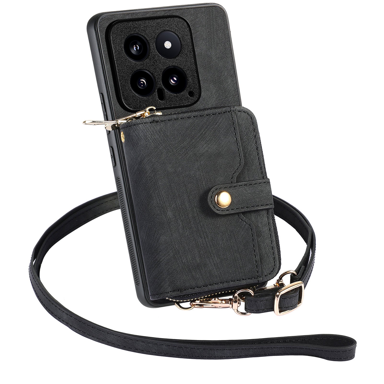 D3 For Xiaomi 14 Cell Phone Cases Leather+TPU+PC Cover with Zipper Wallet
