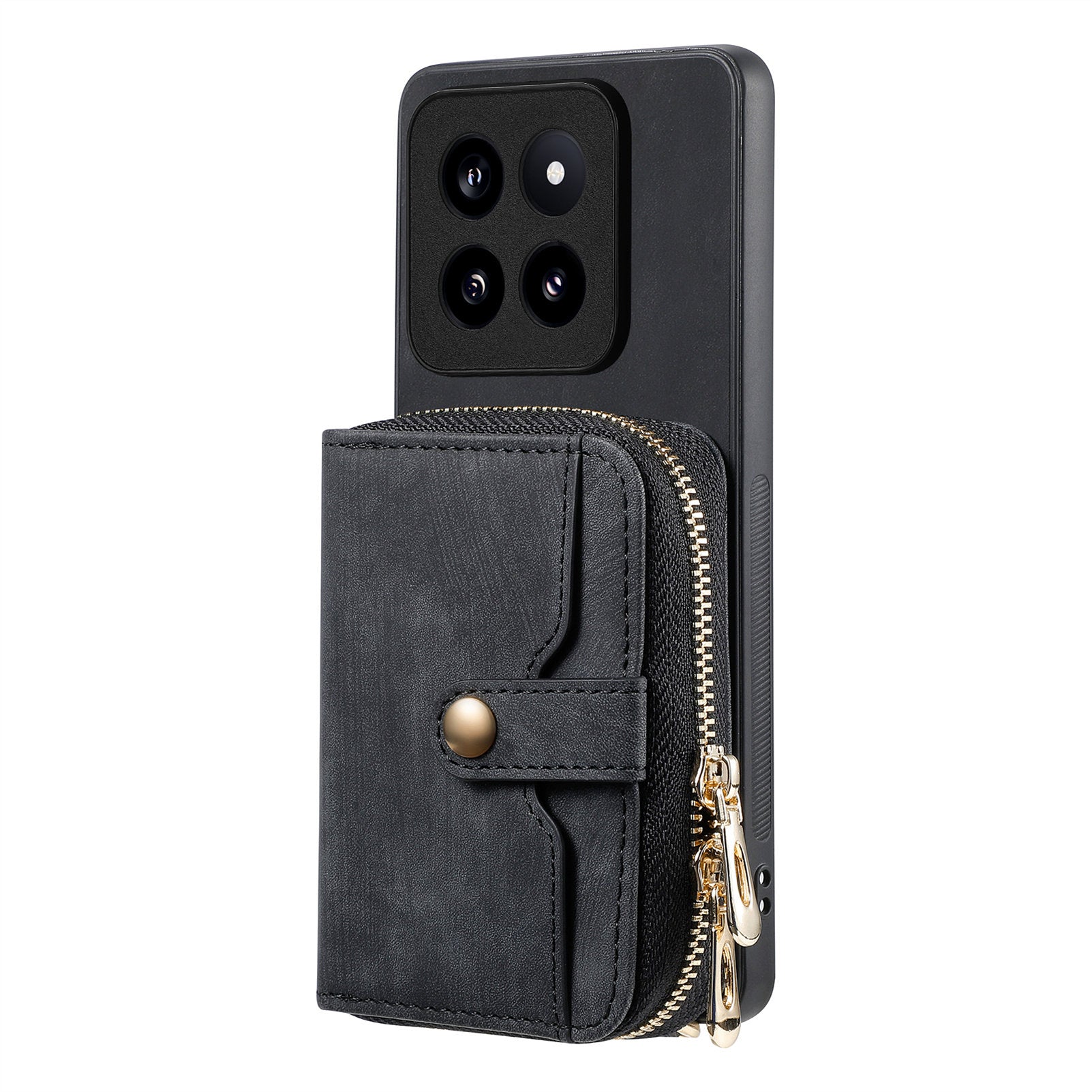D3 for Xiaomi 14 Pro Case Wallet Kickstand Retro Leather+TPU+PC Phone Cover with Lanyard