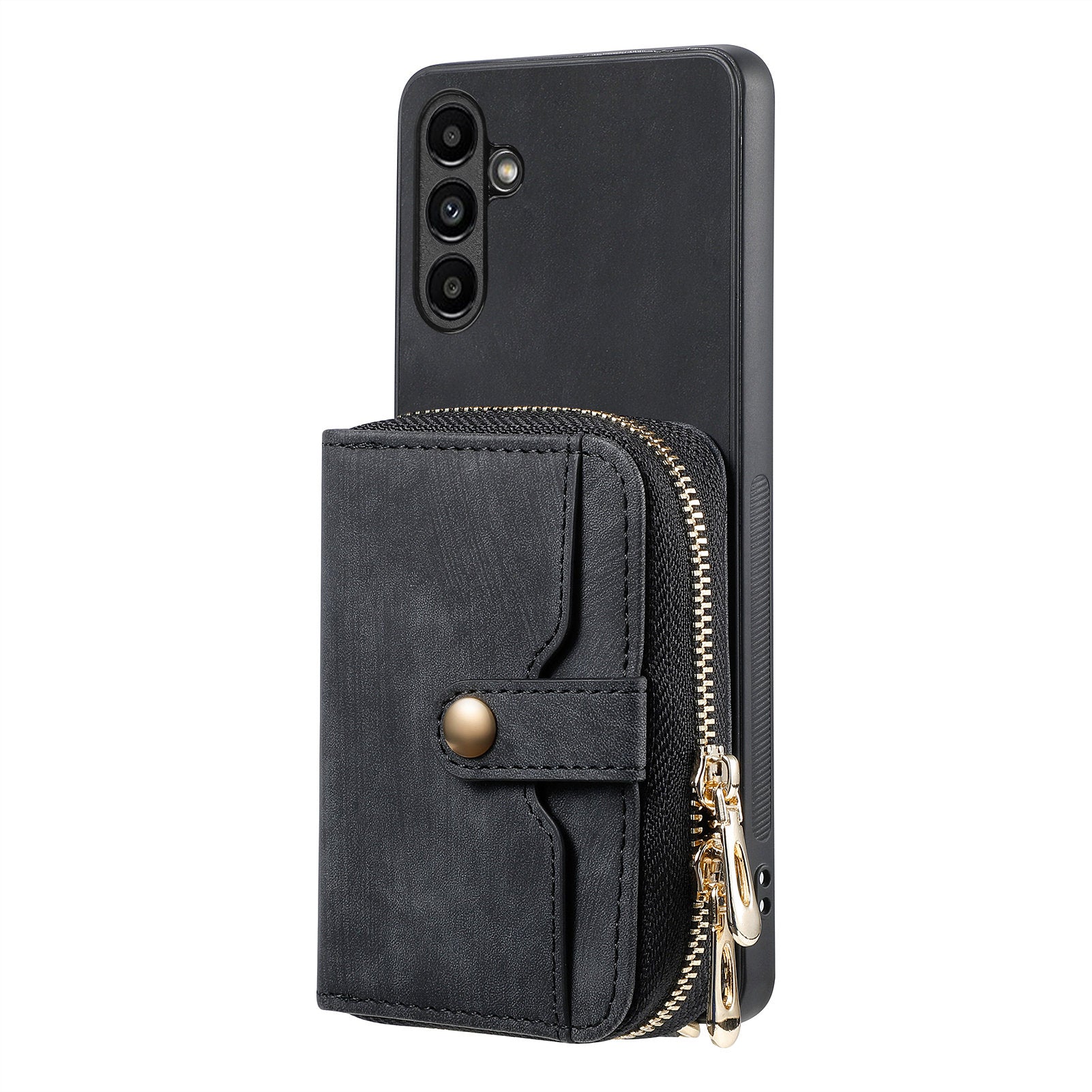 D3 for Samsung Galaxy A05s 4G Case Zipper Retro Leather Back Cover with Crossbody Strap