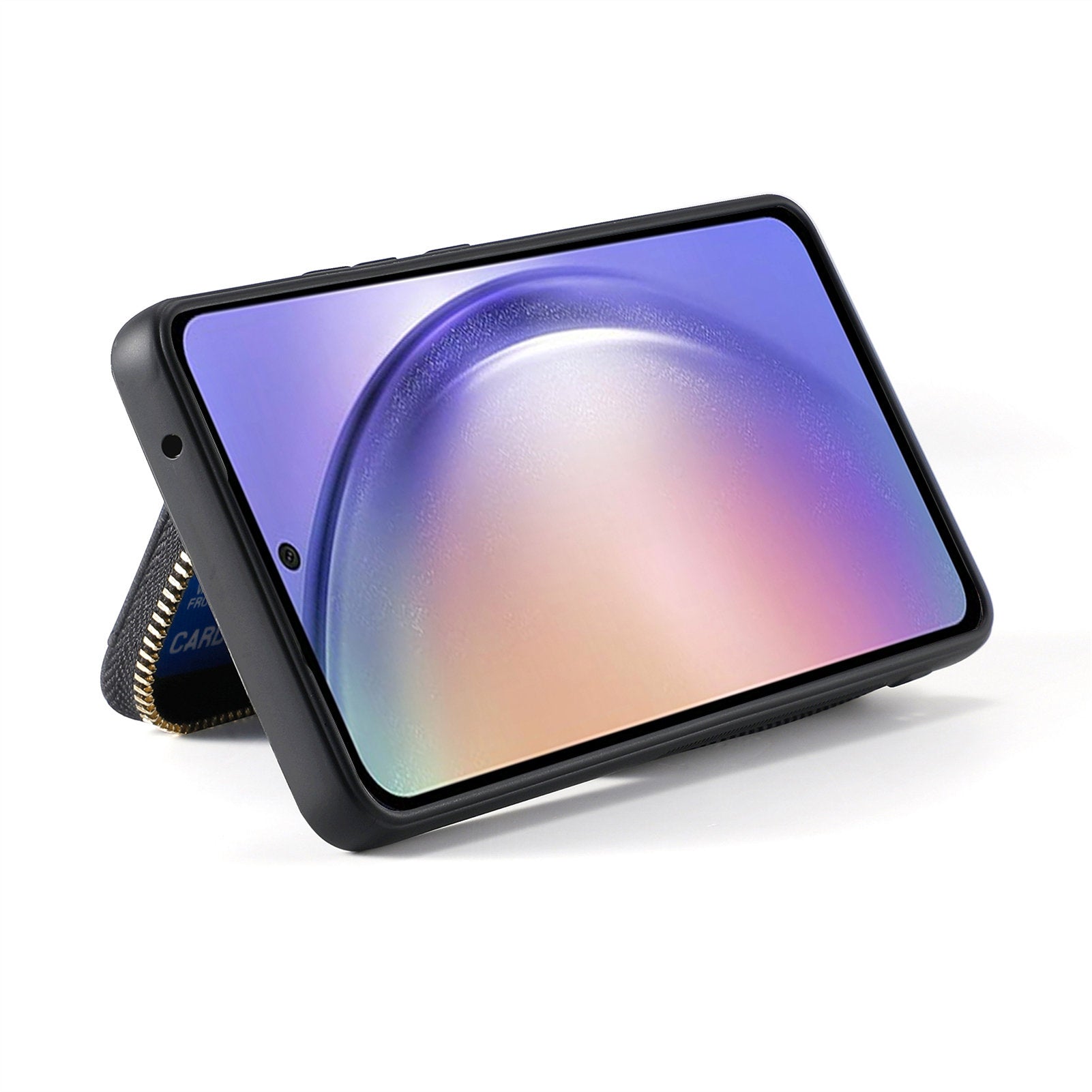 D3 for Samsung Galaxy A05s 4G Case Zipper Retro Leather Back Cover with Crossbody Strap