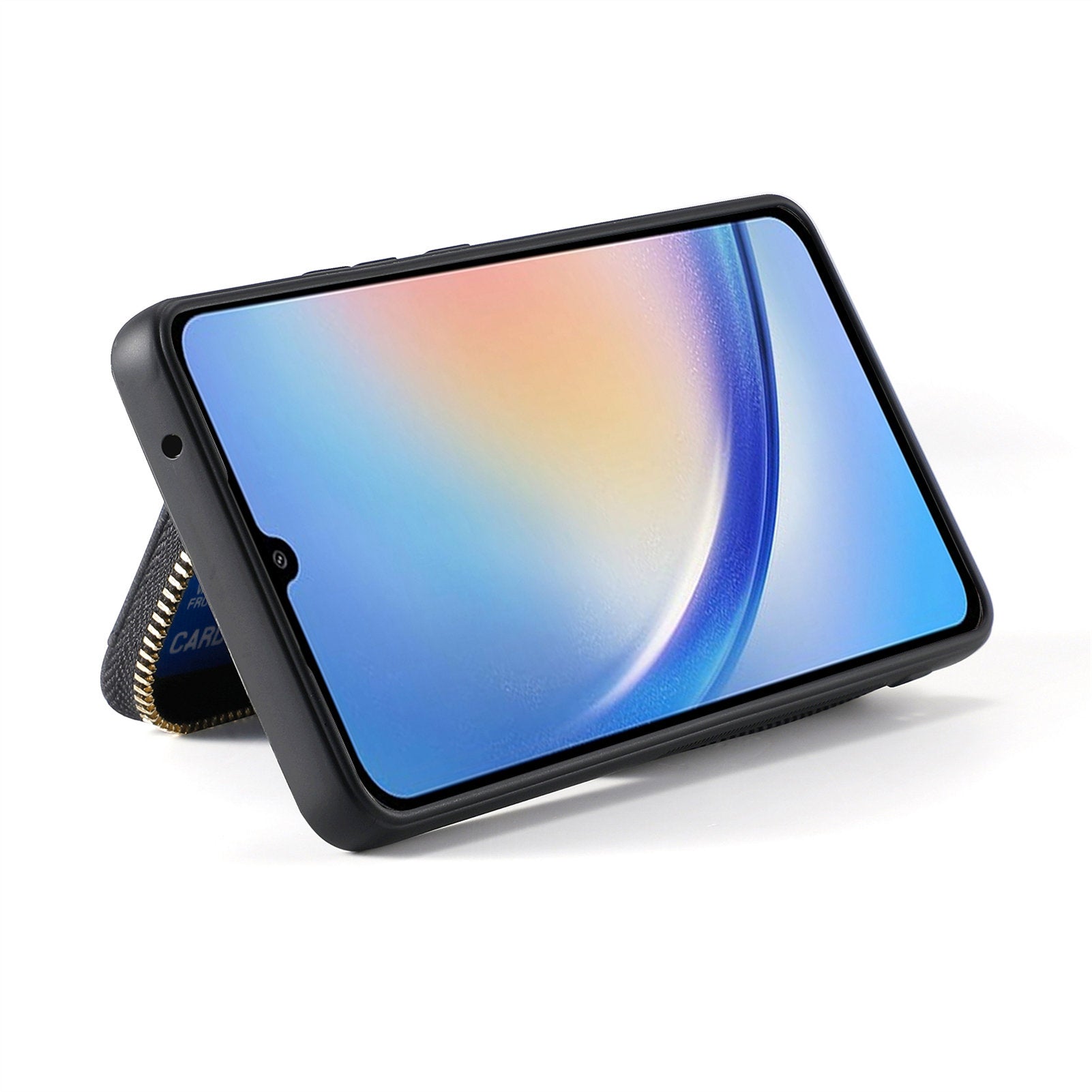 D3 for Samsung Galaxy A15 4G / 5G PU Leather+PC+TPU Case Retro Zipper Pocket Cover with Lanyard