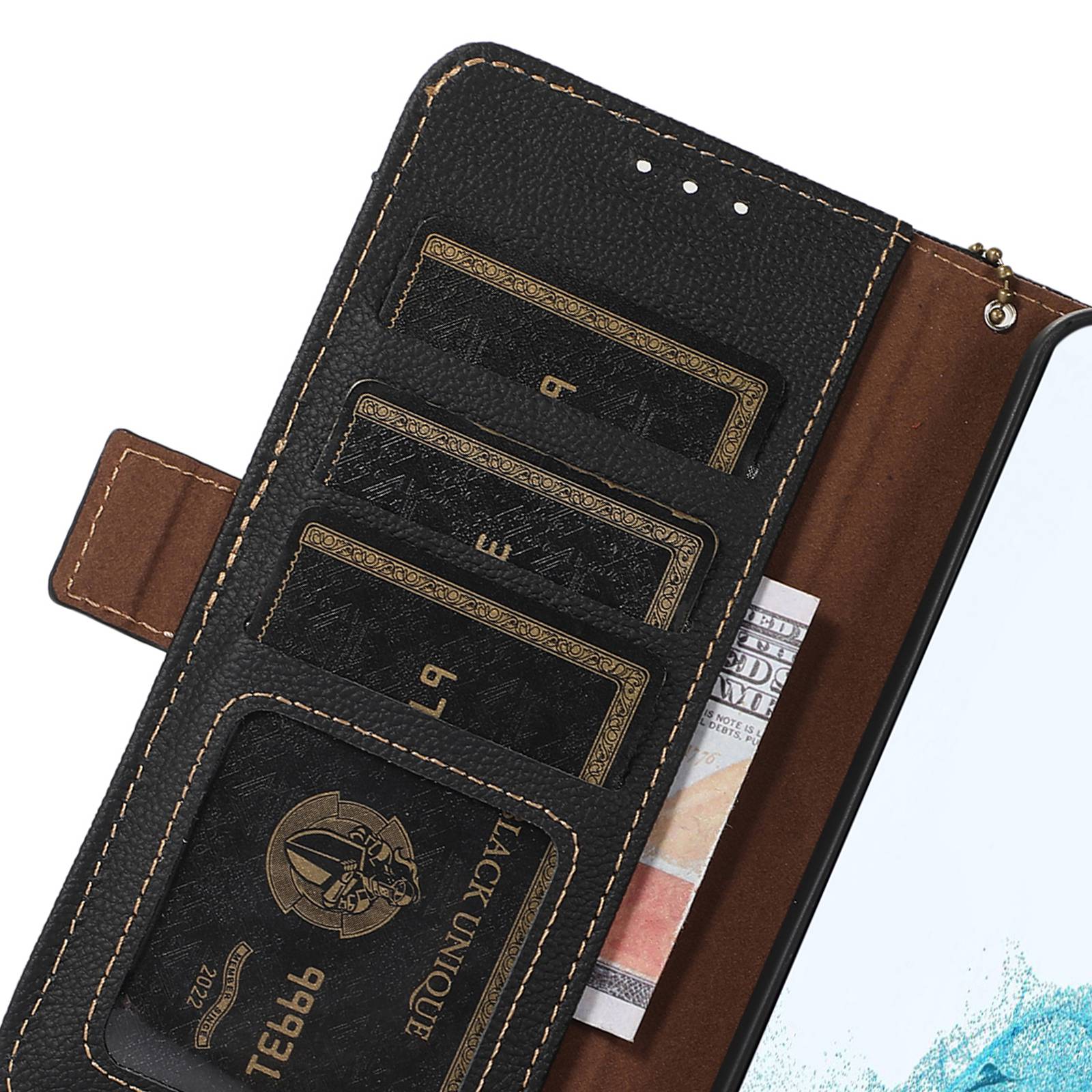 TJ For Google Pixel 9 Pro RFID Blocking Case Genuine Cow Leather Flip Phone Cover
