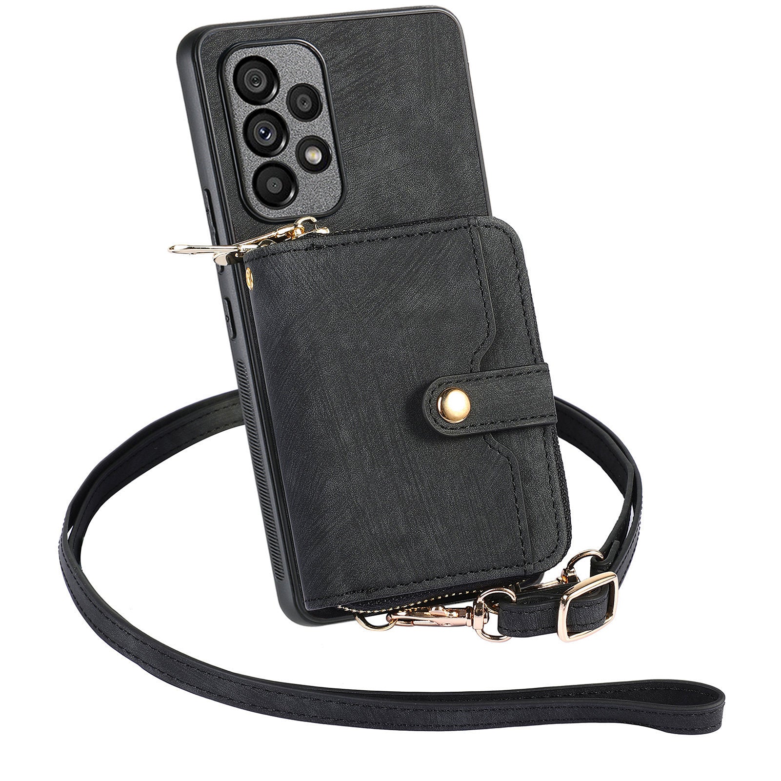 D3 For Samsung Galaxy A13 4G Shockproof Cover PU Leather+PC+TPU Phone Case Kickstand Zipper Wallet