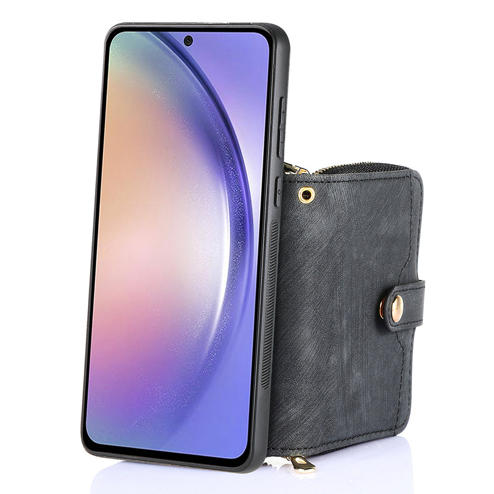 D3 For Samsung Galaxy S23 FE Shoulder Purse Phone Case PU Leather+PC+TPU Phone Cover with Kickstand