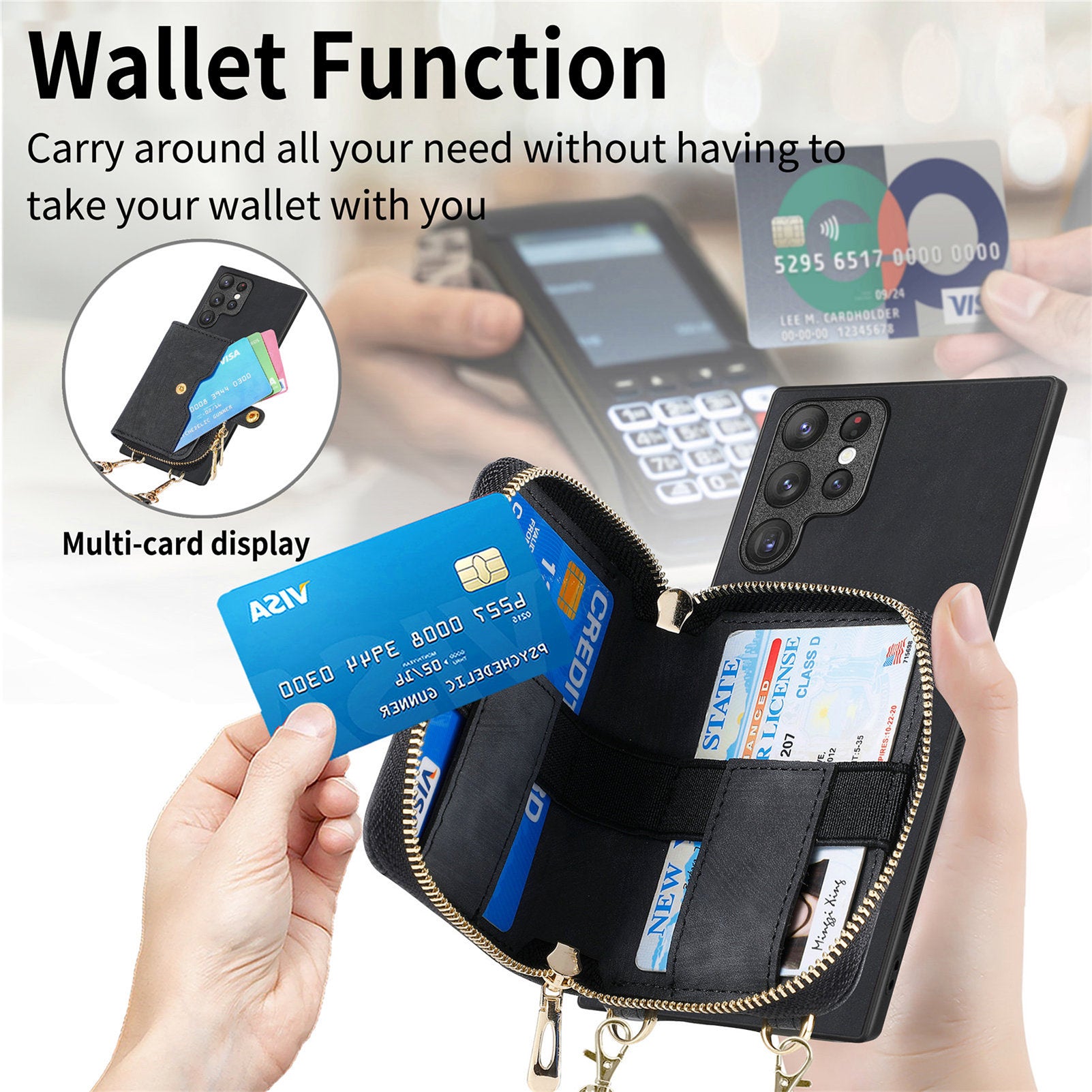 D3 Retro Phone Shell for Samsung Galaxy S23 Ultra PU Leather+PC+TPU Phone Case Zipper Wallet