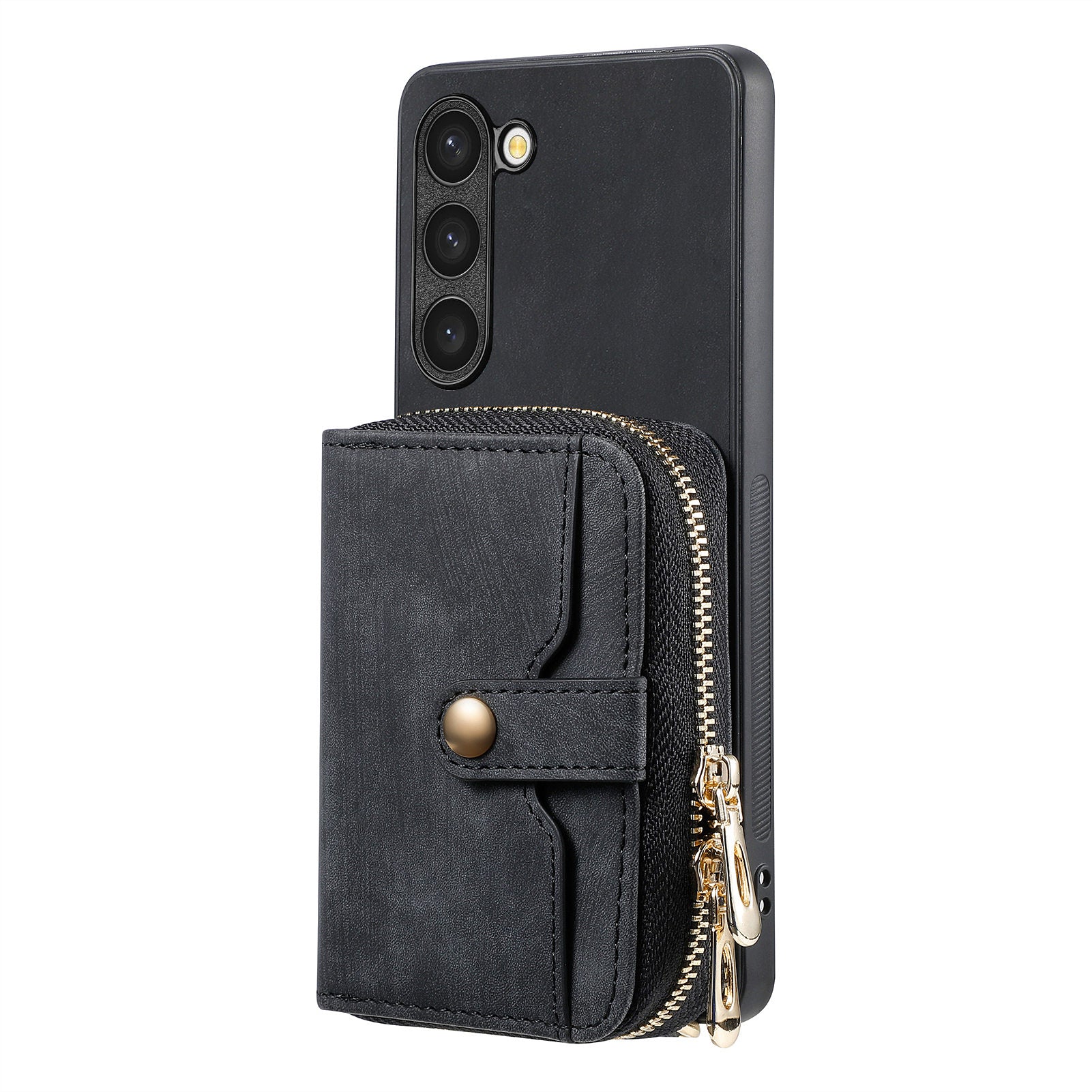 D3 for Samsung Galaxy S23 Zipper Pocket Case Drop Proof Leather+TPU+PC Crossbody Phone Cover