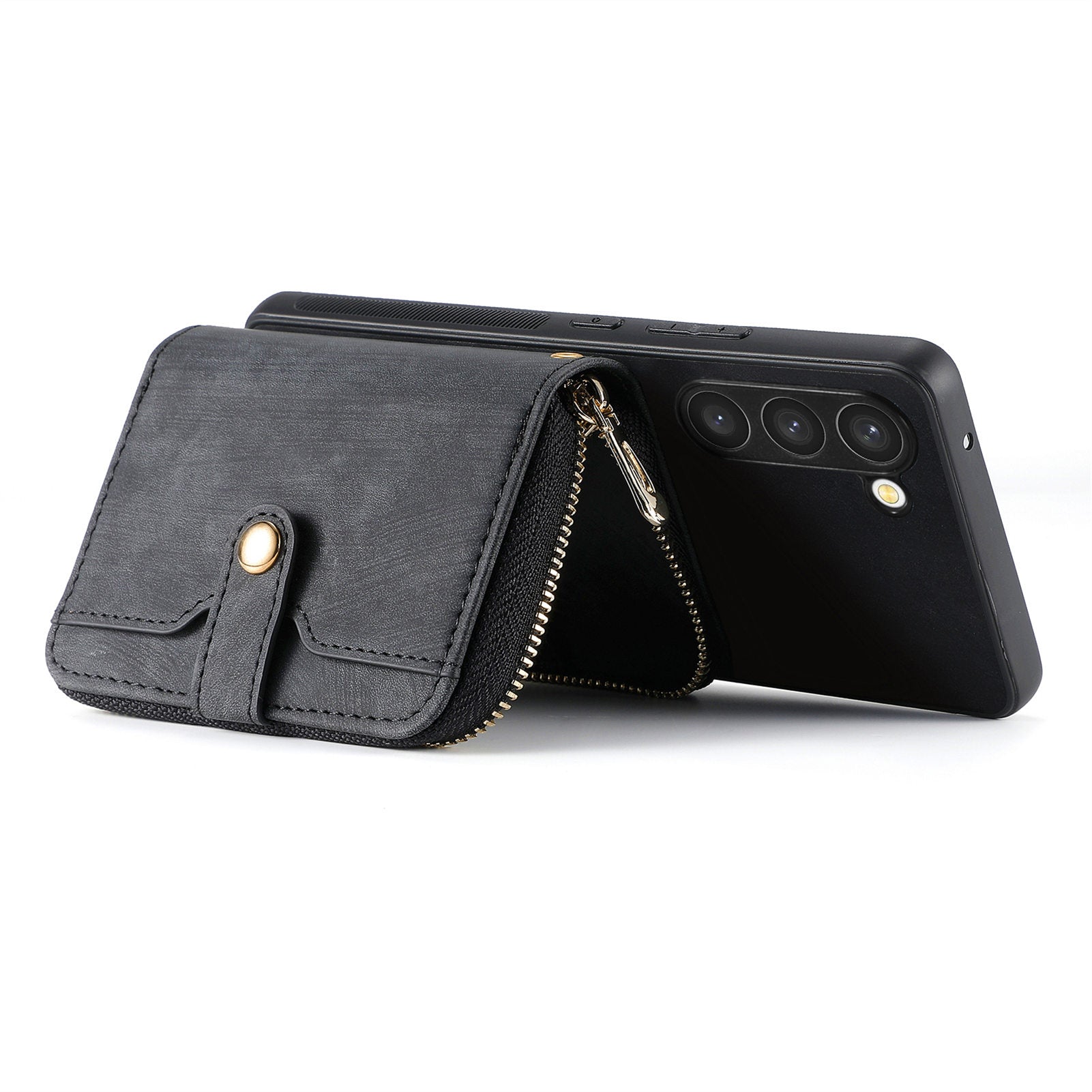 D3 for Samsung Galaxy S23 Zipper Pocket Case Drop Proof Leather+TPU+PC Crossbody Phone Cover