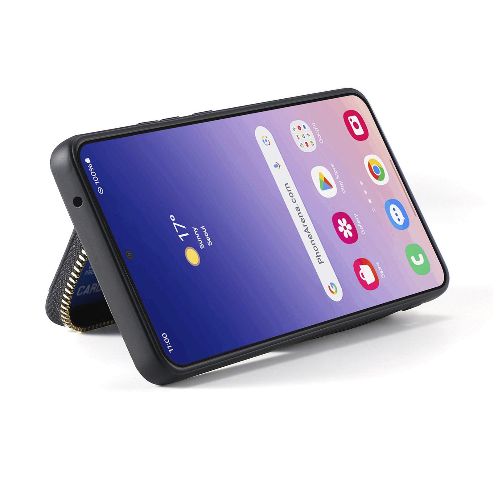 D3 for Samsung Galaxy S24 Zipper Pocket Case Anti-scratch Leather+TPU+PC Crossbody Phone Cover