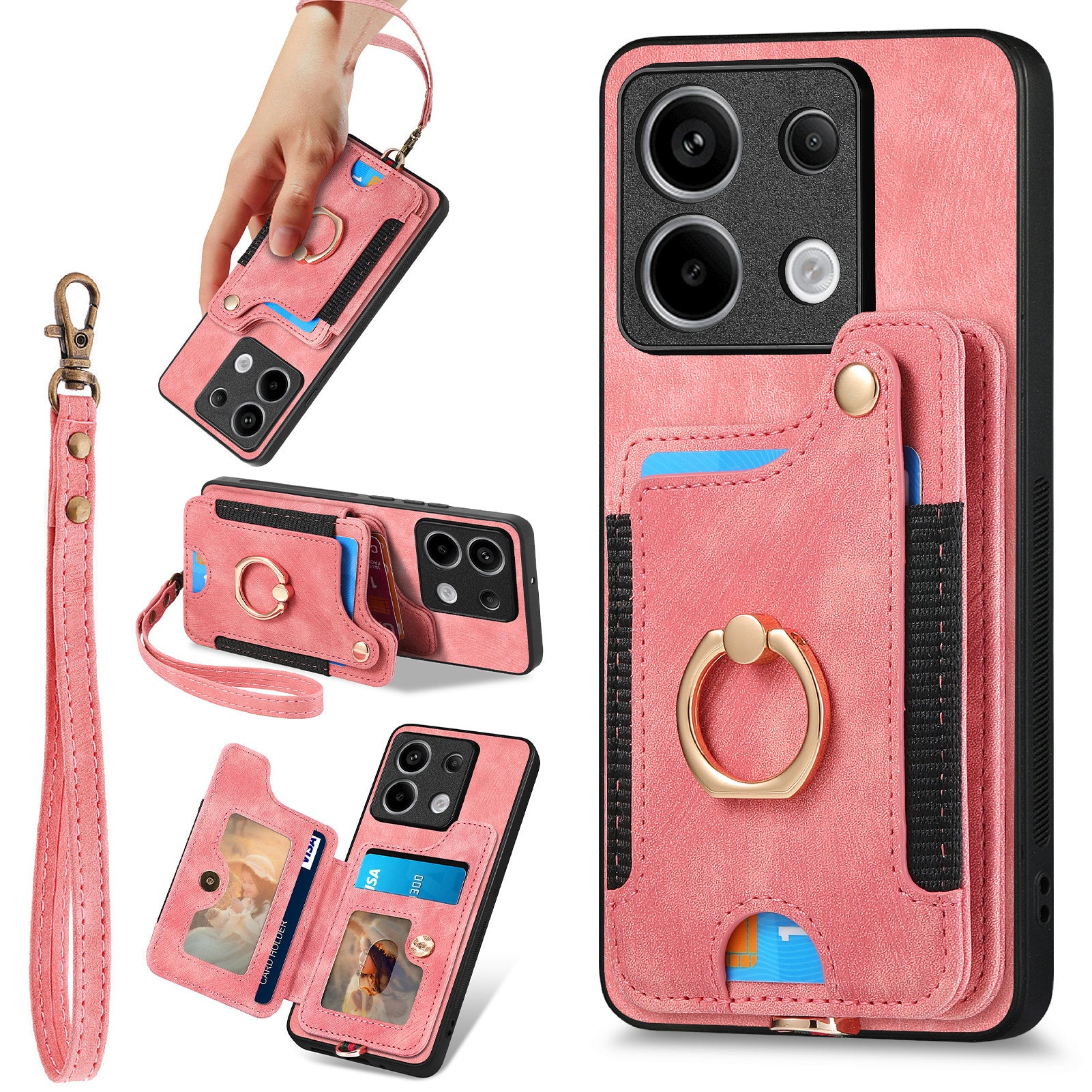 D4 For Xiaomi Redmi Note 13 Pro 5G / Poco X6 5G Case RFID Blocking Card Slots Leather Back Cover