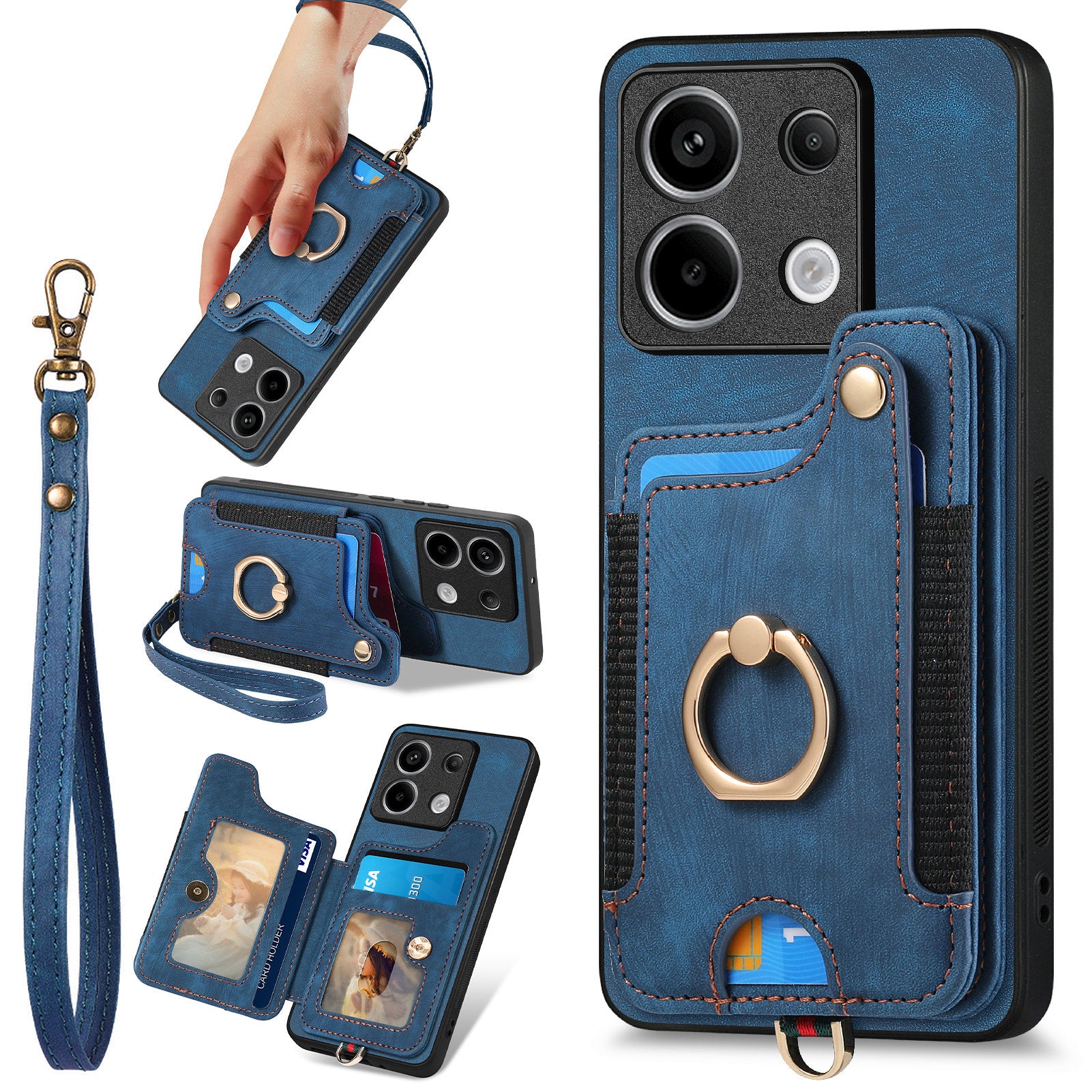 D4 For Xiaomi Redmi Note 13 Pro 5G / Poco X6 5G Case RFID Blocking Card Slots Leather Back Cover