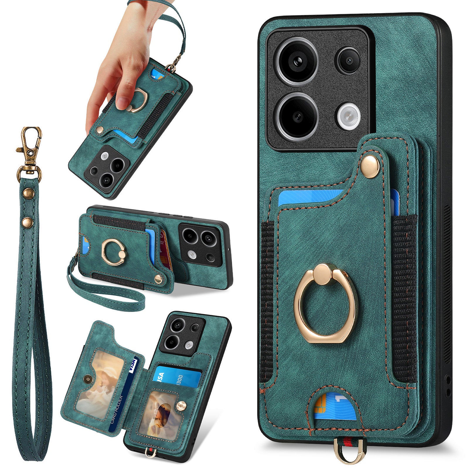 D4 For Xiaomi Redmi Note 13 Pro 5G / Poco X6 5G Case RFID Blocking Card Slots Leather Back Cover