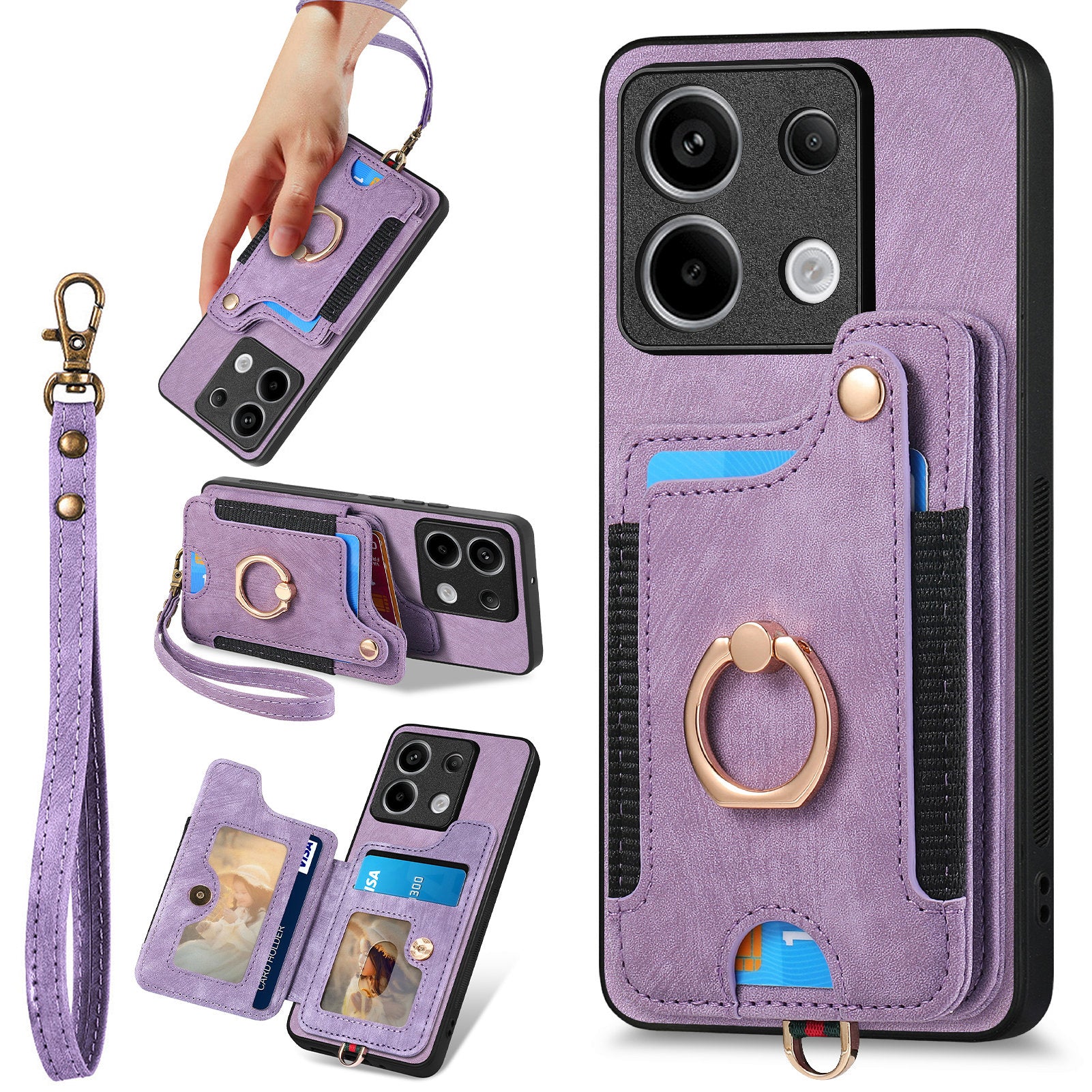 D4 For Xiaomi Redmi Note 13 Pro 5G / Poco X6 5G Case RFID Blocking Card Slots Leather Back Cover