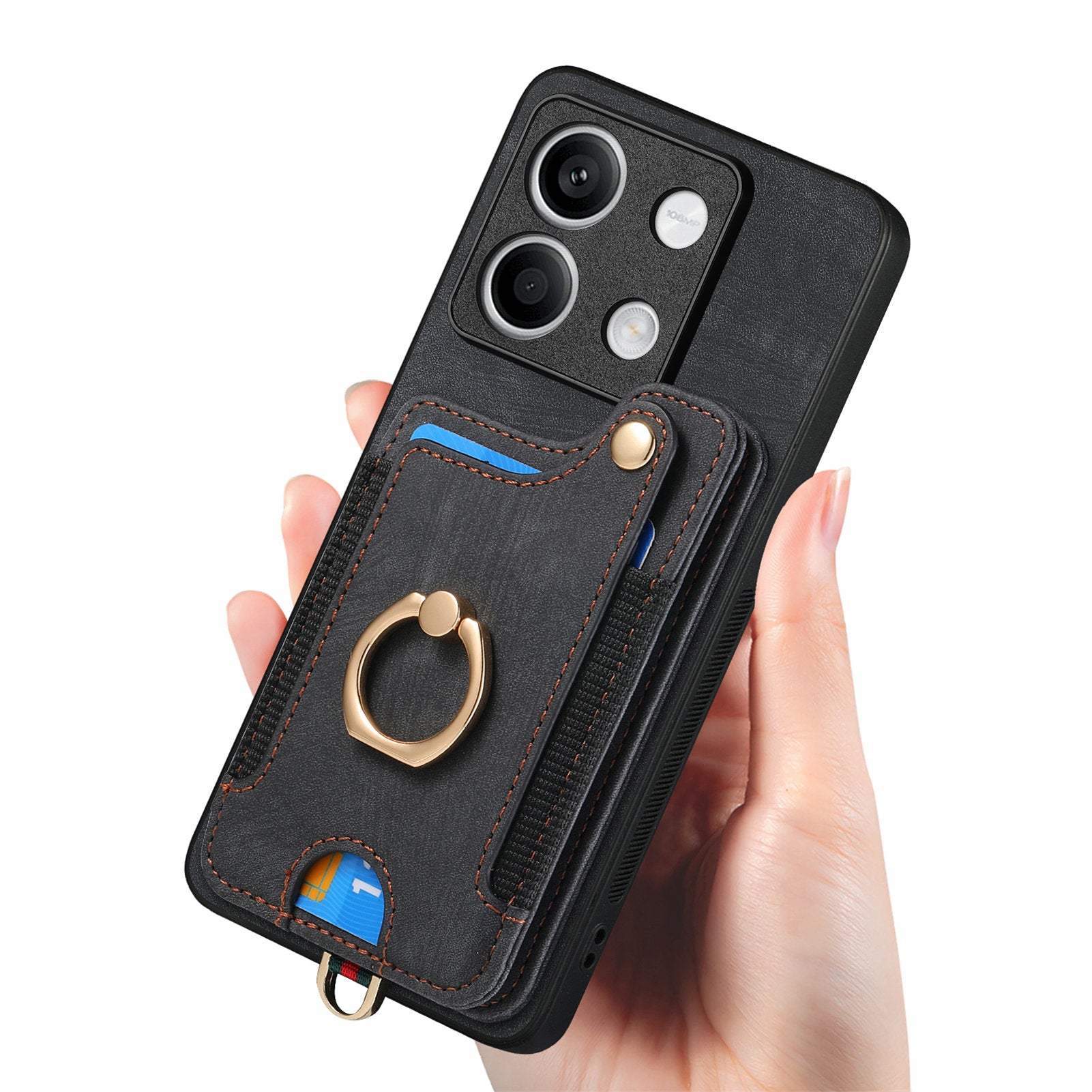 D4 For Xiaomi Redmi Note 13 5G Cell Phone Case Card Slots Vintage Cover RFID Blocking